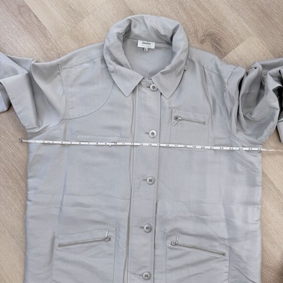 Neiman Marcus Silk Convertible Utility Jacket Men’s Sz XL Silver Luxe Streetwear - Picture 6 of 11